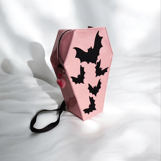 Blood Moon Coffin | Mochila Gótica de Ataud con Diseño Murciélagos